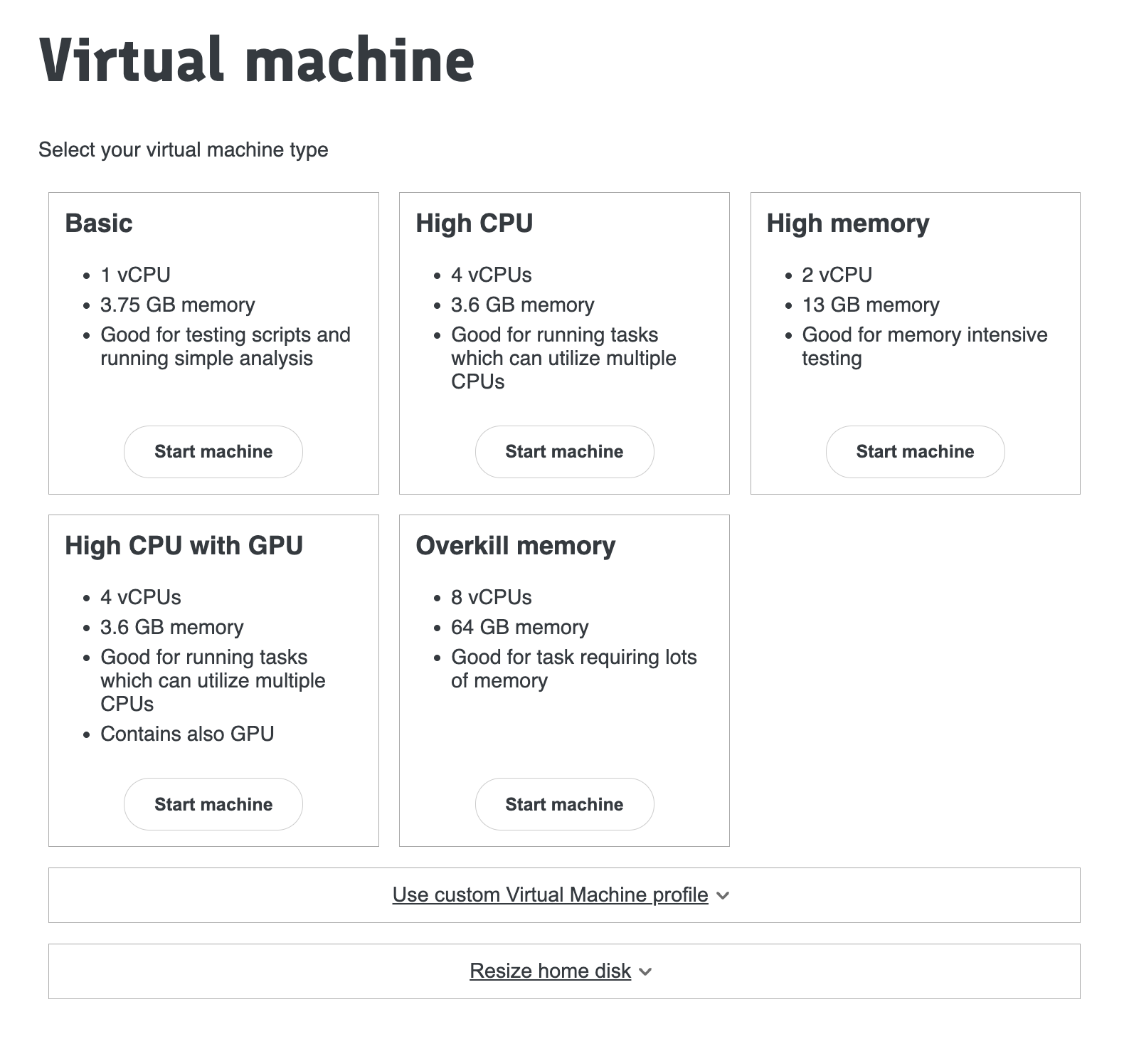 Virtual Machine options